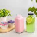 Juice Bottles with Lids, 16 Oz - Set of 2 - Clear Glass Jars with Caps - Reusable Empty Drink Containers for Juicing, Smoothies, Water, Milk, Kombucha Storage, Wellness Shots and More (2)