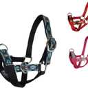 Tahoe Tack Nylon Overlay Sheep and Goat Training Halter with Padded Noseband (Blue Aztec)