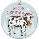 Cow Ornaments for Christmas Tree 2025 - Farmhouse Christmas Cows Decor, Gifts for Cow Lovers, Cute Farm Animal Ceramic Ornaments, Cows Decorations for Home