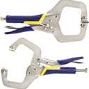 Hiceeden 2 Pack 11" Metal Face Clamps with Swivel Pad, Adjustable C Clamp with Rubber Handle, Welding Clamps Vise for Woodworking, Cabinetry, Carpentry, Repair, Pocket Hole Joinery