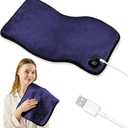 Sino Salected Portable Travel Heating Pad, 5V USB Compatible, 3 Heat Settings, 18" x 12", Grey, Flannel & Cotton, Auto Shut Off, Muscle Aches & Period Cramps Relief