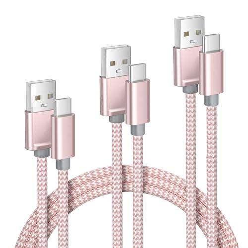 Elebase for iPhone 17 16 Pro Max Charging Cable 1.5/3.3/6.6FT 3Pack,USB A to Type C Car Charger Cord,USBC Power Cable for New Apple iPad 10 10th Mini 8 8th 7 7th Air 5 6 6th Airpods 4 4th Generation