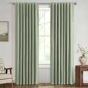 MIULEE 100% Blackout Linen Curtains for Bedroom, Sage Green Solid Luxury Decor Thermal Insulation Room Darkening Drapes for Living Room Nursery Back Tab Rod Pocket 42 x 84 Inches, 2 Panels