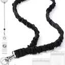 Stretchy Scrunchie Lanyard for Teacher ID Badges Keys with Retractable Badge Reel Clip Horizontal Vertical Waterproof ID Card Holders Set Cute Black Neck Lanyard for Women Nurse Cruise Ship