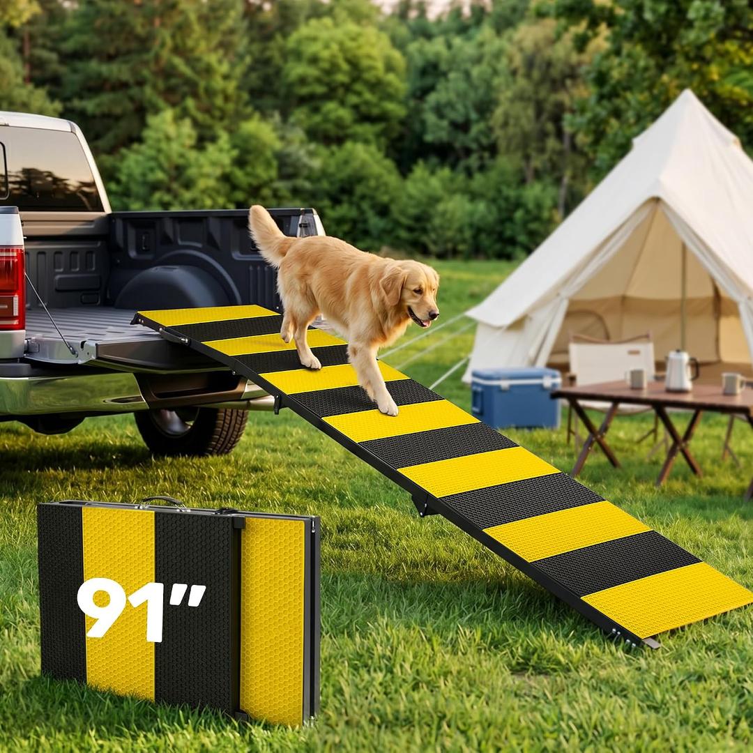 Heeyoo 91" Extra Long Dog Ramp for Car SUV Truck - 350Lbs Folding