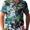Yoimira Mens Hawaiian Shirts Short Sleeve,Print Mens Casual Button Down Floral Summer Beach Shirt (XXXL)