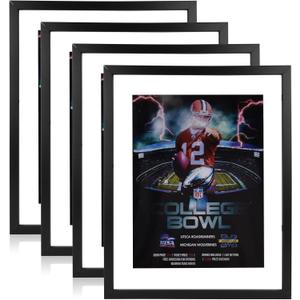 4PCS Magazine Frame Sports Magazine Display Frame Magazine Frames For Wall Interchangeable White And Black Mats Dual Use Tabletop Stand And Wall Hanging With Installed Hangers 8.5 X 11.25 Inch, Current Collector's Edition Sports Magazines