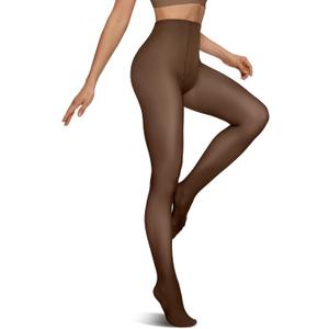 Vertvie Fleece Lined Tights for Women Thermal Pantyhose Fake Translucent Winter Warm Tights High Waisted Thick Leggings (Small-Medium, Coffee Sheer)