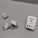 International Travel Adapter Set, US to UK/EU/South Africa/India Universal Power Adapter- 4 AC Outlets 4 USB Ports (2 USB C), Travel Plug Adapter Kit Include Type G/C/M/D Detachable Plug