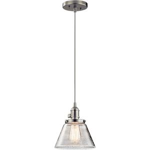 KICHLER Avery 8.75" 1 Light Bell Mini Pendant with Clear Seeded Glass Brushed Nickel