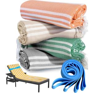 4 Packs Turkish Beach Towel Pool Swim Towels Soft Extra Large Sand Free Quick Dry Lightweight Travel Carnival Cruise Ship Essentials Accessories Camping Must Haves Packing List Clearance Oversized