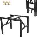 Folding Table Legs Stand Heavy Duty with Springs, Metal Foldable Table Legs Frame with Adjustable Feet, DIY Legs with Mounting Screws (Black, 21.7 L x 15.4 W x 18.1 H)