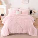 Pink Girls Queen Comforter Set 3 Pieces Faux Fur Fluffy Bedding Set Warm Plush Furry Teen Girl Bedding (Blush Pink, Queen)
