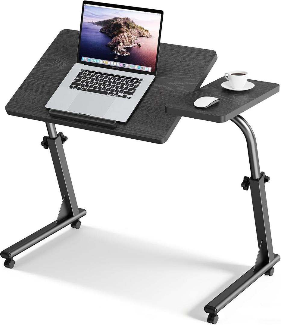 Adjustable Folding TV Tray Table, Mobile TV Dinner Tray for Eating on Couch, 31.52 inches x 15.76 inches x 19.7 inches