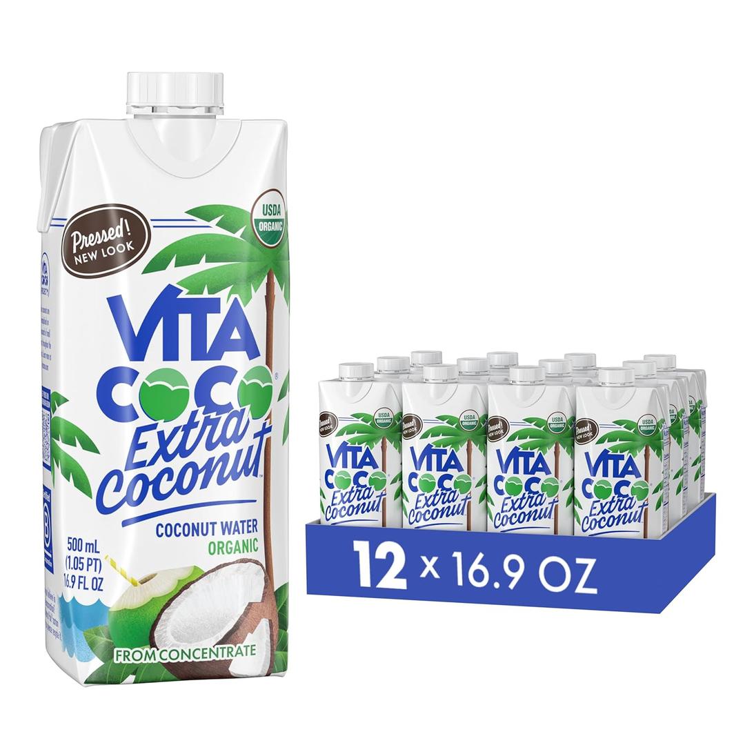 Vita Coco Organic Coconut Water, Pressed, More "Coconutty" Flavor, Natural Electrolytes, Vital Nutrients, 16.9 Fl Oz (Pack of 12), BBD: 10/12/2025