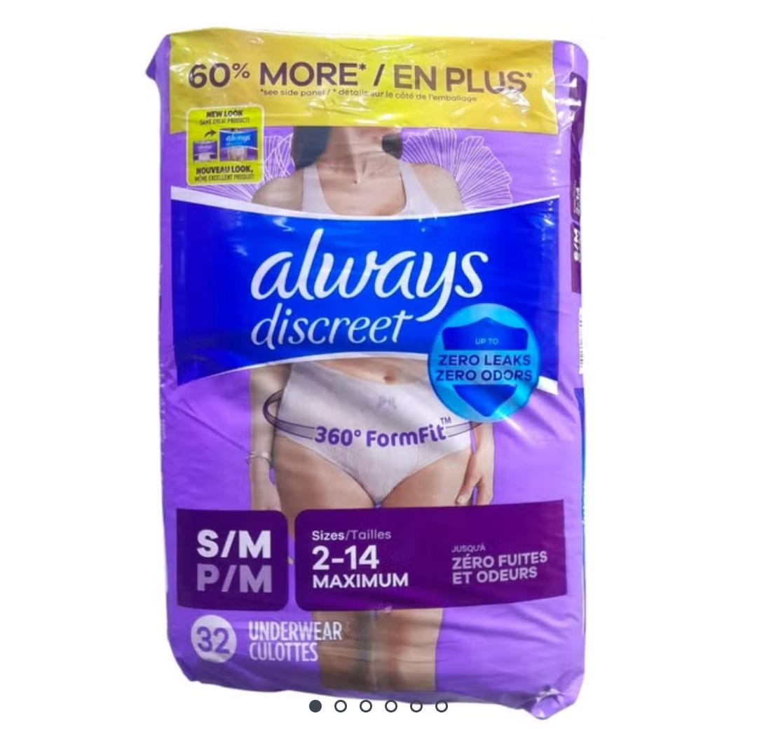 Underwear for Women, Small/Medium, Maximum Protection, 32 Count Packaging May Vary