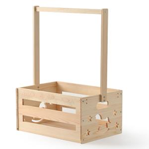Wooden Baby Shower Crate Closet, Baby Shower Basket Gift with Hanger Rack for New Parents, Baby Storage Basket for Boys and Girls Newborn Welcome Box Wood Color