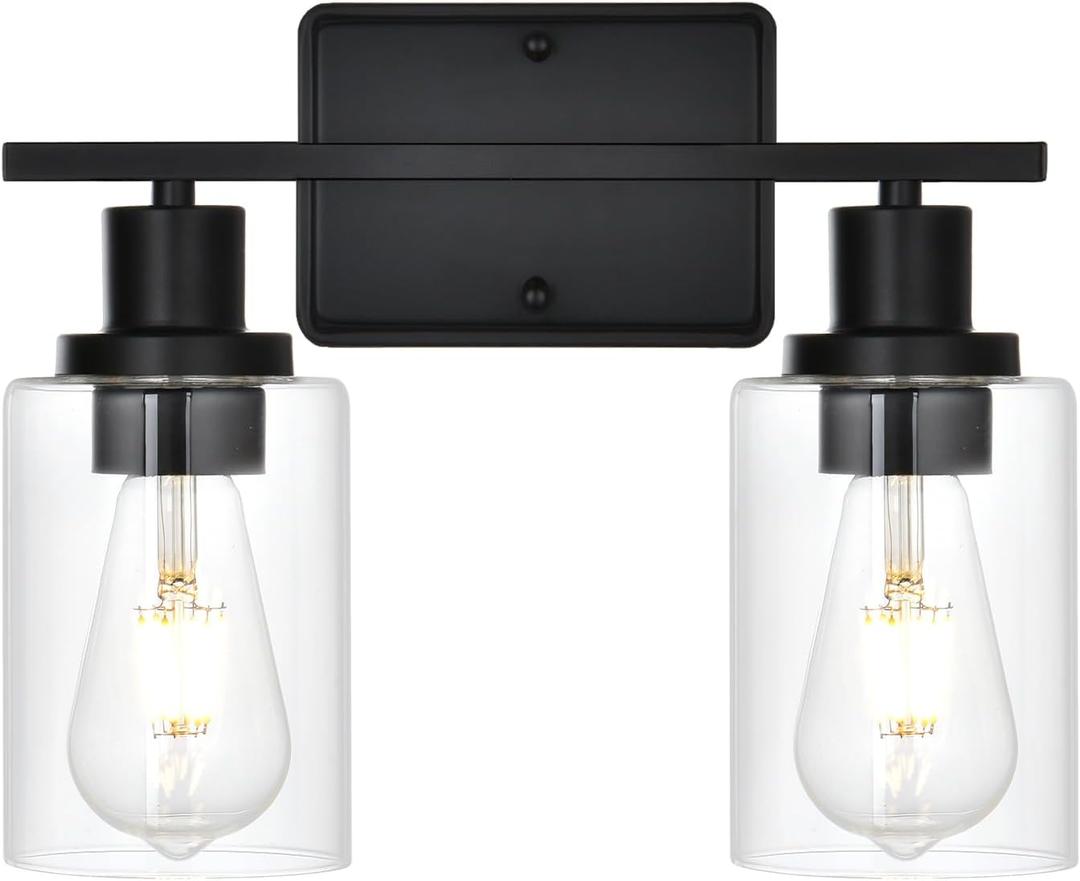 2-Light Bathroom Light Fixtures,Modern Black Bathroom Vanity Light,Bathroom Lighting Fixtures Over Mirror,Black Wall Lamp for Bedroom,Wall Lights for Living Room,Hallway