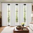 MIULEE Pinch Pleated 100% Blackout Curtains 108 Inch Long 4 Panel Set for Bedroom Thick Linen Memory Trained Pleat Living Room Darkening Back Tab Double Layer Thermal Insulated Drapes, White