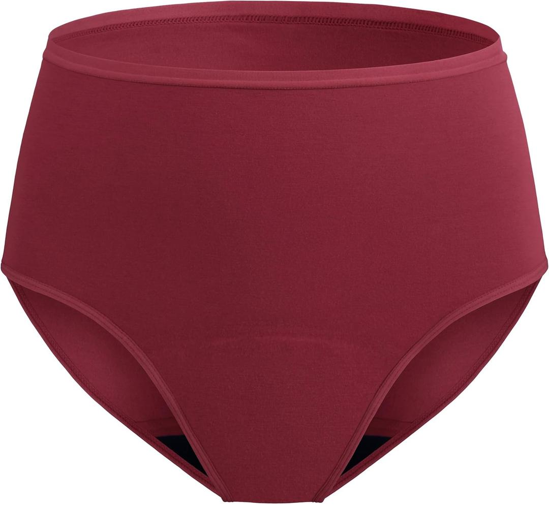 Incontinence Underwear for Women Absorbency Maximum 2.0 oz Washable Leak Proof Adult Panties Fresh Bladder Protection Postpartum 1 Pack (Dark Red, L)