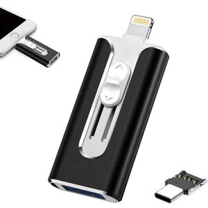 FileNest 4-in-1 USB Flash Drive for iPhone iPad, High Speed Photo Stick External Memory Storage, Thumb Drive Backup USB Memory Stick for Photos and Videos, Compatible with Android PC (Black, 64GB)