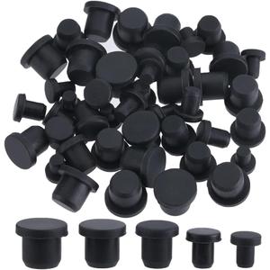 GORGECRAFT 50PCS 5 Sizes Silicone Hole Plug Black Round Rubber Waterproof Button Hole End Covers Soft Flexible Stopper Fit for 4-9.5mm Inner Diameter Hole Bottles Pipes Flower Pots