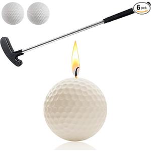 Golf Ball Birthday Candles, Golf Cake Topper & Mini Golf Club for Golf Birthday Party Decorations (White, Putter)