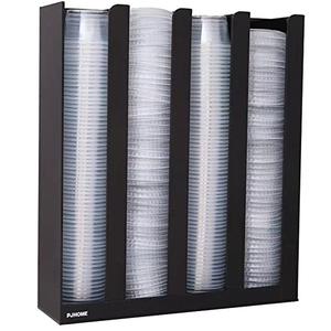 PJHOME portion cup lid organizer 4 compartments plastic holder for counter wall mount disposable cup and lid storage restaurant supplies