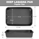 Tiawudi Lasagna Pan with Handles, 15x10x3 Inch Bakeware for Oven, Nonstick Rectangular Roasting Pan, Deep Baking Dish for Cake and Brownie, Heavy Duty (15X11X3")