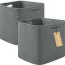 OIAHOMY Storage Cubes, 13 Inch Cube Storage Organizer, Collapsible Storage Bins, Baskets for Organizing, Storage Bins for Shelves-Dark Grey, 2-PACK