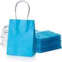 AWELL Small Blue Paper Bags with Handle - Party Favours for Wedding, Birthday, Baby Shower & Gender Reveal - Recycled Pack of 24 (6x4.5x2.5 inch)