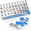 American Mahjong Tile Set, 166 Blue Tiles with Two Dices, Mahjong Tile Game for Four Players (1.2’’x0.9’’x0.51’’)