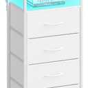 SONGMICS BELLAH Collection - Nightstand with Charging Station and App-Controlled Adjustable LED Lights, Bed Side Table, 4 Drawer and 1 Open Shelf, Bedroom, Cloud White and Snow White ULGS304WH01S