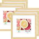 FrameWorks 12x12 mat to 8x8 Classic Wooden Picture Frames With Tempered Glass | Natural Oak | 6-Pack