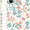 for iPhone 12 Mini Case Fashion Flower Slim Soft Liquid Silicone Rubber Phone Cover for iPhone 12 Mini 5.4 inch-Leaf White