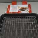 Farberware Bakeware Nonstick Steel Roaster with Flat Rack, 11-Inch x 15-Inch, Gray
