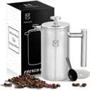 French Press Coffee Maker  Single Serve 1 Cup Small Stainless Steel Thermal Double Walled French Press 350ML/12OZ