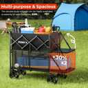 Double Decker Collapsible Wagon with Brakes, Folding Utility Cart with Big All-Terrain Wheels, 2-Tier Wagon for Camping Gear, Sports, Groceries, Shopping, Garden & Outdoor Use
