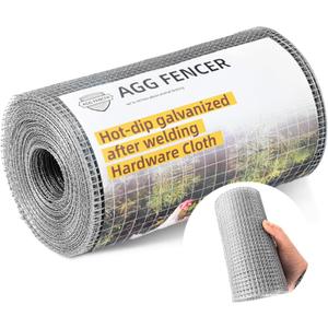 8inch x 25ft Hardware Cloth 1/4 inch Chicken Wire Fencing 23Ga, Hot Dipped Galvanized After Welding Garden Plant Supports Welded Metal Chicken Wire Fence, Poultry Animal Netting Cage Screen