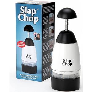Slap Chop Original Japanese Stainless Steel Blades & Butterfly Opening Chopper - Manual Food Chopper for Salads & Vegetables - White