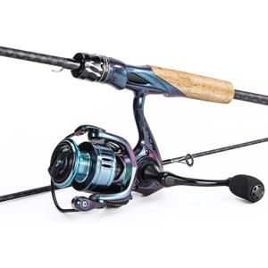 Souagyilang Chameleon Paint Spinning Fishing Rod Reel Combos,2-Section 5.9Ft Light Weight Spinner Rod with Powerful Fishing Gear for Freshwater Saltwater Present for Anglers