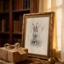 Vintage Gold Framed Easter Bunny Canvas Wall Art Vintage Rabbit Wall Decor Spring Farmhouse Animal Sketch Print Artwork Sketch Rabbit painting Picture for Farmhouse Bedroom Living Room 12X16in