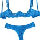 Avidlove Sexy Lingerie Set for Women Lace Bra and Panty Sets Underwire Push Up Lace Lingerie Set (Medium, Lake Blue)