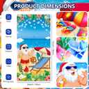 2 x 73 x 36 Inch Christmas Door Cover, Summer Christmas Beach Santa Door Banner with Palm Trees Ocean Tropical Design for Front Door Porch Party Decorations