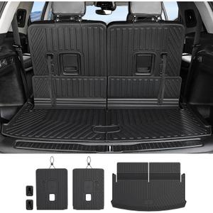 Cargo Mat Backrest Mats for 2021-2025 2026 Jeep Grand Cherokee L (3rd Row Manual & Power Fold), All Weather TPE Trunk Mat Cargo Liner Car Accessories (L | Cargo Mat+3rd Row Backrest Mats)