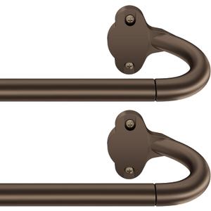 Wrap Around Blackout Curtain Rod 18-60 Inch (1.5-5 Ft), 5/8" Adjustable Curved Window Rod for Room Darkening, Modern Single Drapery Rod for Bedroom Windows, Brown, 2 Pack