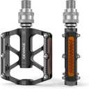 Bike Bicycle Pedals - 9/16 Quick Release Pedals Aluminum Flat Pedals - 3 Bearings Bicycle Pedals with Reflectors for Mountain Road BMX MTB Folding Bike
