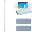 Magic Sponge Eraser Mop, 56" Handle with Flexible 15" Flat Head,2 Microfiber Pad and 3 Magic Sponge Eraser Pads (Mop Set,15" Mop-Head)