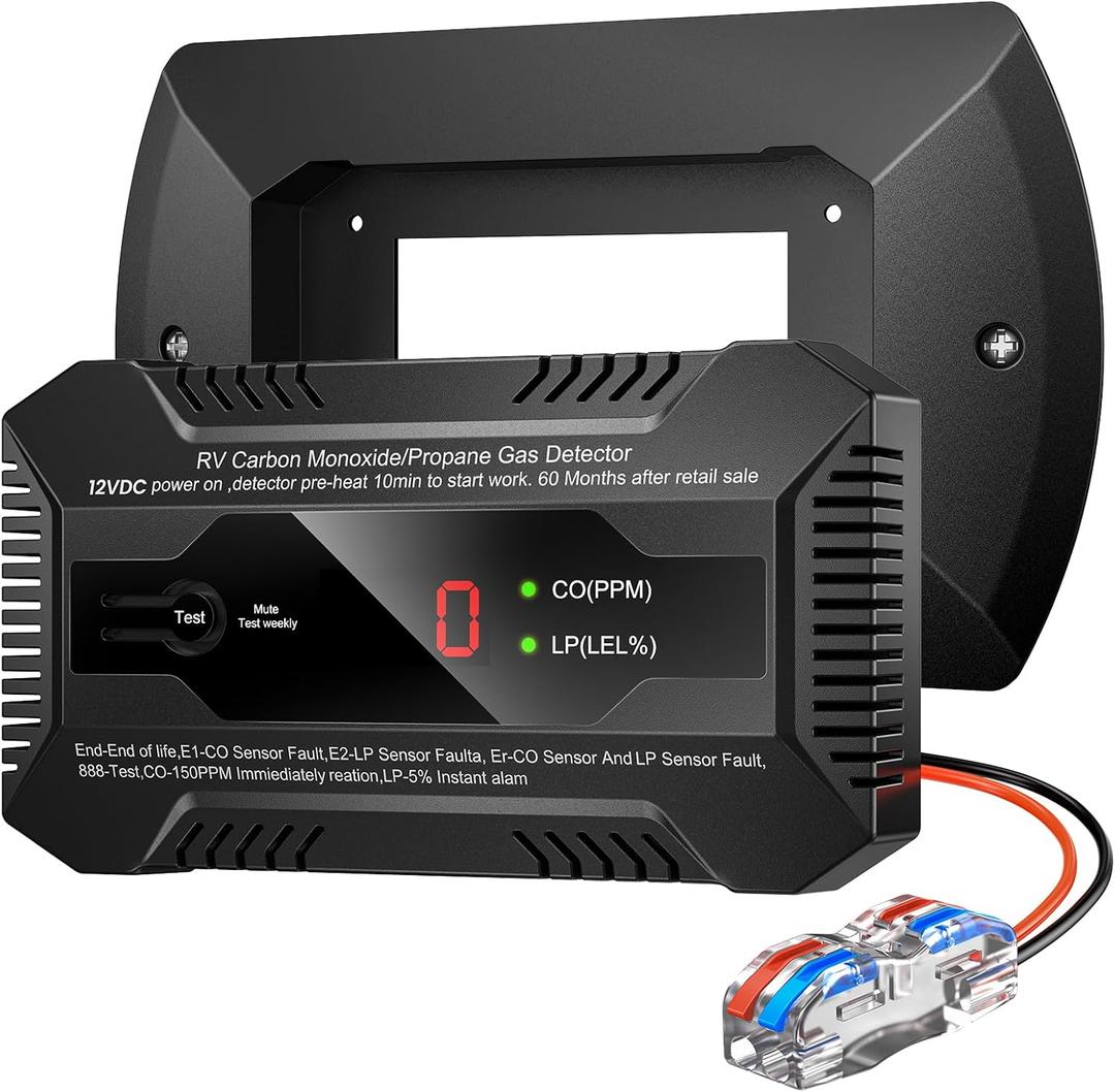 Dual CO/LP Alarm with Bracket - RV Carbon Monoxide and Propane Detector for Travel Trailer and Camper, Separated LED Indicator for Propane and CO, 85dB Loud Alarm - 12V DC RV Propane Gas Detector