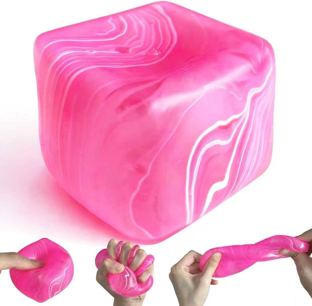 2.2 Inch Slow Rise Fidget Toys,Squishies Ice Cube Shape, Sensory Toy for Kids, Stress Relief Squeeze Balls, Easter Basket Stuffers for Boys Girl(Pink)
